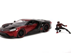 Jada Toys Marvel 1:24 2017 Ford GT Die-cast Car with 2.75" Miles Morales Spider-Man Figure