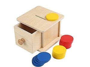 Adena Montessori Infant Toddlers Coin Box Montessori Toys for 6-12 Months Baby (Typical - Drawer Comes Out)