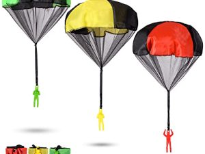 nutty toys Parachute Toys for Kids - Tangle Free Outdoor Flying Parachute Men