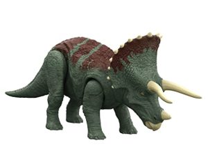 Jurassic World Dominion Roar Strikers Triceratops Dinosaur Action Figure with Roaring Sound and Attack Action