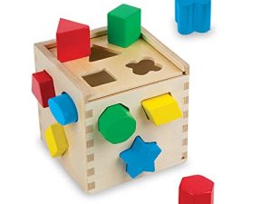 Melissa & Doug Shape Sorting Cube - Classic Wooden Toy With 12 Shapes - Classic Kids Toys