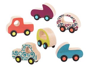 B. Toys – Wooden Cars – 6 Little Toy Cars – Colorful Car Play Set for Toddlers