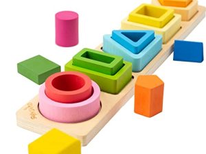 Symdiro Montessori Toys for 1 2 3 Year Old Boys Girls-Wooden Sorting & Stacking Toys for Baby Toddlers
