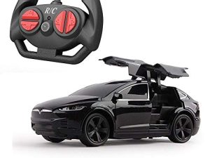 Evsnirt Can Open The Door 4 Channel Remote Control Car with Headlight Drift Rechargeable Sports Car Strong Horsepower Children's Wireless Remote Control Racing (Color : Black)
