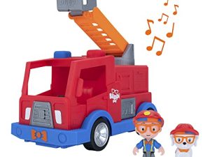 Blippi Fire Truck - Fun Freewheeling Vehicles with Freewheeling Features Including 3 Firefighter and Fire Dog