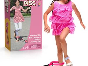 IPIDIPI TOYS Skip It Ankle Toy Pink Flashing Retro Skipit Toy Hopper Ball - Jump Rope Improve Coordination