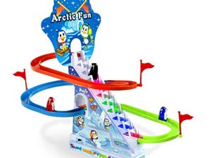 Haktoys Arctic Fun Playful Penguin Race Set with Flashing Lights & Music On/Off Button for Quiet Play