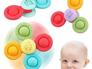Suction Cup Spinner Toys - Baby Montessori Sensory Educational Learning Toy - Infant Bath Teething Travel Fidget Toy - Toddler Gifts for 6 9 12 18 Months Age 1 2 3 One Two Year Old Boys Girls