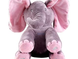 Dimple Kaia Baby Animated Stuffed Plush Singing Peek A Boo Elephant Interactive Musical Peek-a-Boo for Toddlers with Moving Ears