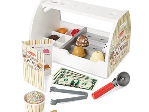 Melissa & Doug Wooden Scoop and Serve Ice Cream Counter (28 pcs) - Play Food and Accessories - Pretend Food