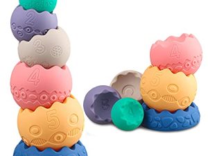 Miawow Stacking Balls Soft Toys for Babies 6 12 18 Months 1 Year Old Girls Boys - Toddlers Sensory Educational Montessori Baby Blocks - Infant Newborn Developmental Teething Learning Stacker Cups