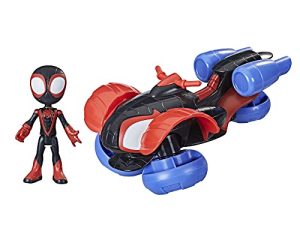 Spidey and His Amazing Friends Marvel Change 'N Go Techno-Racer and 4-Inch Miles Morales: Spider-Man Action Figure