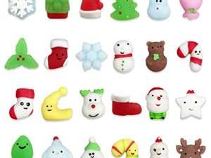 Jofan 24 PCS Christmas Mochi Squishy Toys Christmas Toys Squishies for Kids Girls Boys Toddlers Christmas Party Favors Stocking Stuffers Gifts