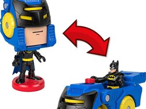 DC Super Friends Fisher-Price Imaginext Head Shifters Batman Figure and Batmobile Transforming Vehicle for Pretend Play Ages 3 & up