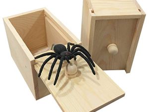 PARNIXS Rubber Spider Prank Box,Handcrafted Wooden Surprise Box Prank
