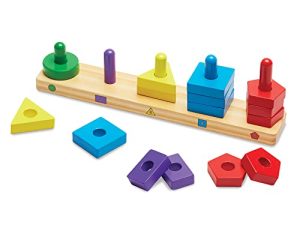Melissa & Doug Stack and Sort Board - Wooden Educational Toy With 15 Solid Wood Pieces