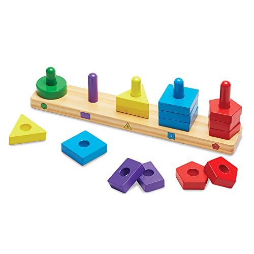 Melissa & Doug Stack and Sort Board - Wooden Educational Toy With 15 Solid Wood Pieces Melissa & Doug Stack and Sort Board - Wooden Educational Toy With 15 Solid Wood Pieces