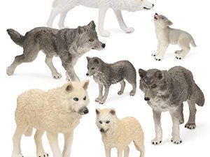 7Pcs Wolf Toy Figurines Set Wolf Animals Figures (Wolf Set B)