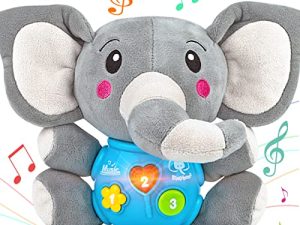 Aitbay Plush Elephant Music Baby Toys 0 3 6 9 12 Months