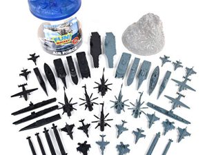 Military Air Force Bucket – 47 Assorted Battleships and Accessories Toy Play Set for Kids