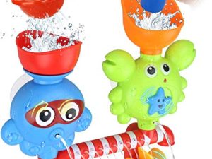 GOODLOGO Bath Toys Bathtub Toys for 1 2 3 4 Year Old Kids Toddlers Bath Wall Toy Waterfall Fill Spin and Flow Non Toxic Birthday Gift Ideas Color Box (Multicolor)
