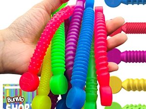 BUNMO Stretchy Strings Super Sensory Mini 10pck | Calming Monkey Noodles | Perfect Fidget Toys for Anxiety & Stress | Hours of Fun | Great Kids Party Favors
