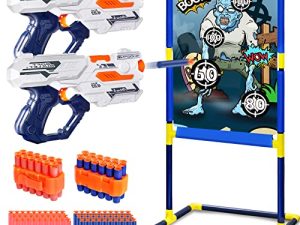 Quanquer Shooting Game Toy Target Boy Gifts 2 Pack Toy Foam Blasters and Zombie Shooting Target for Boys Girls Age 6 7 8 9+ Compatible with Nerf Guns - Ideal Gifts Toys for Kids Indoor Outdoor Game