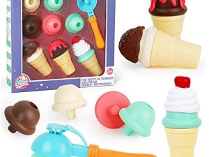 Elitoky Ice Cream Set - Sweet Treats Ice Cream Parlour Playset - Pretend Play Ice Cream Cone and Scoop Toy Playset for Toddler - Toy Frozen and Accessories for Kids - Best Gifts for Girls Boys
