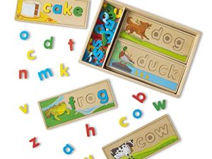 Melissa & Doug See & Spell Wooden Educational Toy With 8 Double-Sided Spelling Boards and 64 Letters - Preschool Learning Activities