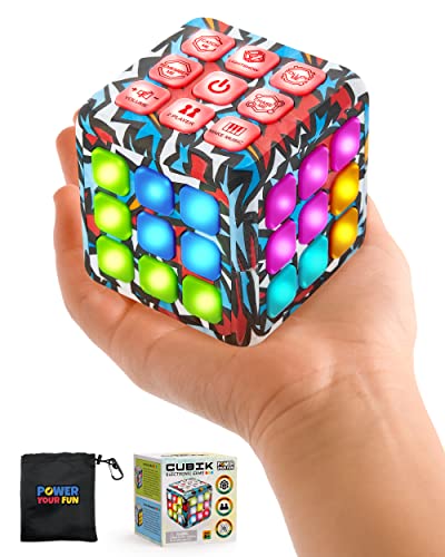 Power Your Fun Cubik LED Flashing Cube Memory Game - Electronic Handheld Game Power Your Fun Cubik LED Flashing Cube Memory Game - Electronic Handheld Game