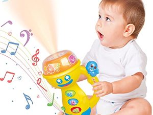 HISTOYE Kids Musical Flashlight Toys for Toddler Night Light Projector Toys for Baby Boy Girl 12-18 Months Pacify Flashlight Baby Toys with Lights and Music Toy Gifts for 1 2 3 4 Year Old Girl Boy