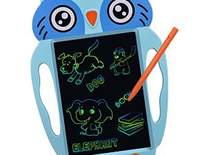 Toys Gifts for 3 4 5 Year Old Boys LCD Writing Tablet Kids Birthday Gifts Back to School Gifts Owl Shape Doodle Board HD Colorful Screen Toddlers Educational Learning Toy (Blue)