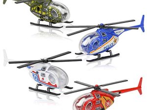 ArtCreativity Diecast Helicopters - Pack of 4 - Police