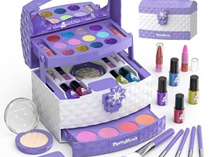 PERRYHOME Kids Makeup Kit for Girl 35 Pcs Washable Real Cosmetic