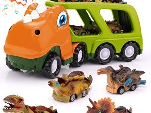 Toddler Toys Dinosaur Toy Cars: Kids Toys for 2 3 4 5 Year Old Boys | Dinosaur Toys for Kids 3-5 Carrier Truck Pull Back Car Baby Toys 18-24 Months Christmas Kids Gift for Toddler Toys Age 2-4 3-5