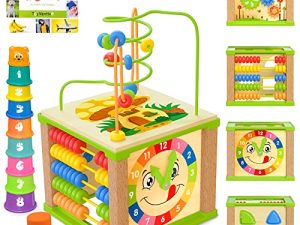 TOYVENTIVE Wooden Kids Baby Activity Cube - Boys Gift Set | One 1
