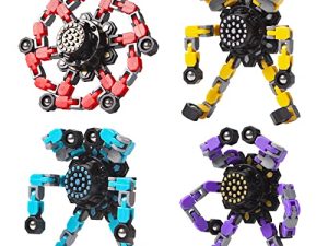 Transformable Fidget Spinners 4 Pcs for Kids and Adults Stress Relief Sensory Toys for Boys and Girls Fingertip Gyros for ADHD Autism for Kids