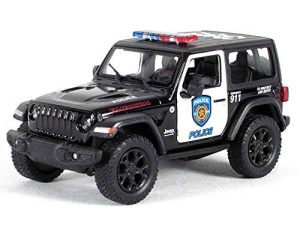 KiNSMART 5" Die-cast: 2018 Jeep Wrangler Rubicon Police Edition (Black/White)