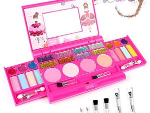 AMOSTING Real Makeup Toy for Girls Pretend Play Cosmetic Set Make Up Toys Kit Gifts for Toddler Kids