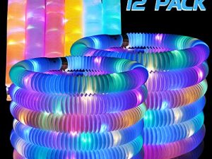 Rapean 12 Pack Lights up Pop Tubes Fidget Toys