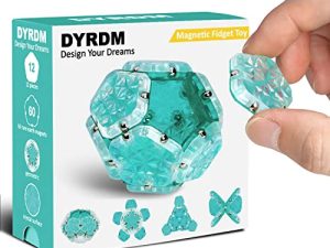 DYRDM Magnetic Fidget Sphere 12 Pcs Magnetic Pentagons Magnet Sphere Fidget Toys Magnetic Building Blocks Stress Relief Desk Toys for Adults Green