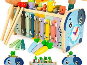 7-in-1 Montessori Wooden Toys for Toddlers Age 1 2 3