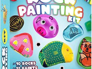 Dan&Darci Rock Painting Kit for Kids - Arts and Crafts for Girls & Boys Ages 6-12 - Craft Kits Art Set - Supplies for Painting Rocks - Best Tween Paint Gift