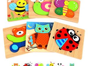 Springflower Wooden Toddler Jigsaw Puzzle Gift Toy for 1 2 3 Years Old Boys and Girls