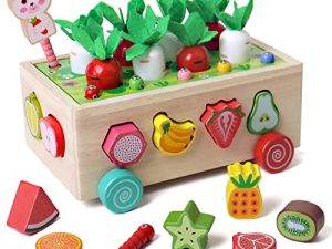 SHIERDU Montessori Multifunctional Orchard Toy Car for 2 Years Old Boys and Girls Montessori Size Sorting & Counting Puzzle Game for 1 Year Olds Carrots Harvest Developmental Gifts