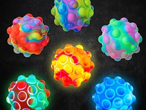 Power Your Fun Arggh Pop Ball Swirl LED 6pk - (3) LED Push Pop Fidget Ball and (3) Pop Balls Set