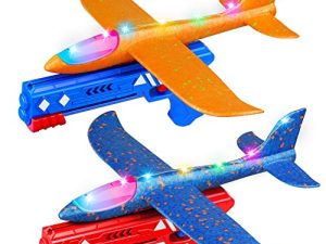 FunMas LED Light Airplane Launcher Toy Set with 2 Pack