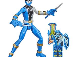 Power Rangers Dino Fury Blue Ranger 6-Inch Action Figure Toy Inspired by TV Show with Dino Fury Key and Weapon Accessories for Ages 4 and Up