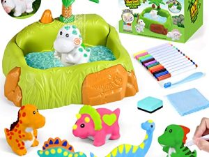 Golray Paint-Wash-Recolor Dinosaur Crafts Kit Painting Toy for Toddler