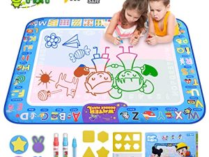 Agomttv Water Doodle Mat Drawing Kids Painting Writing Board Educational Toys Gifts 37.7X 29.1 Inches Extra Large Coloring Mats for Toddlers Boys Girls Age 3 4 5 6 7 8 9 10 11 12 Year Old